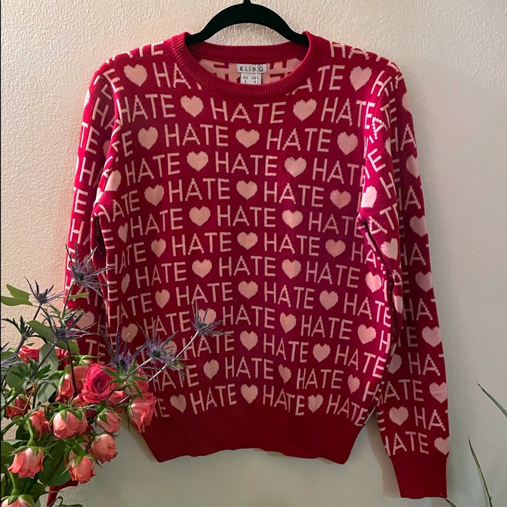 KLING Love/Hate Matching Top/Skirt Set in Red/Pink